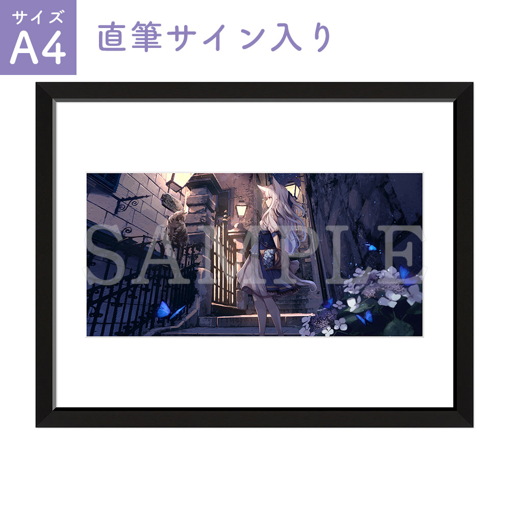 Sagiri『夜と花と蝶たち』｜直筆サイン入りA4キャラファイングラフ