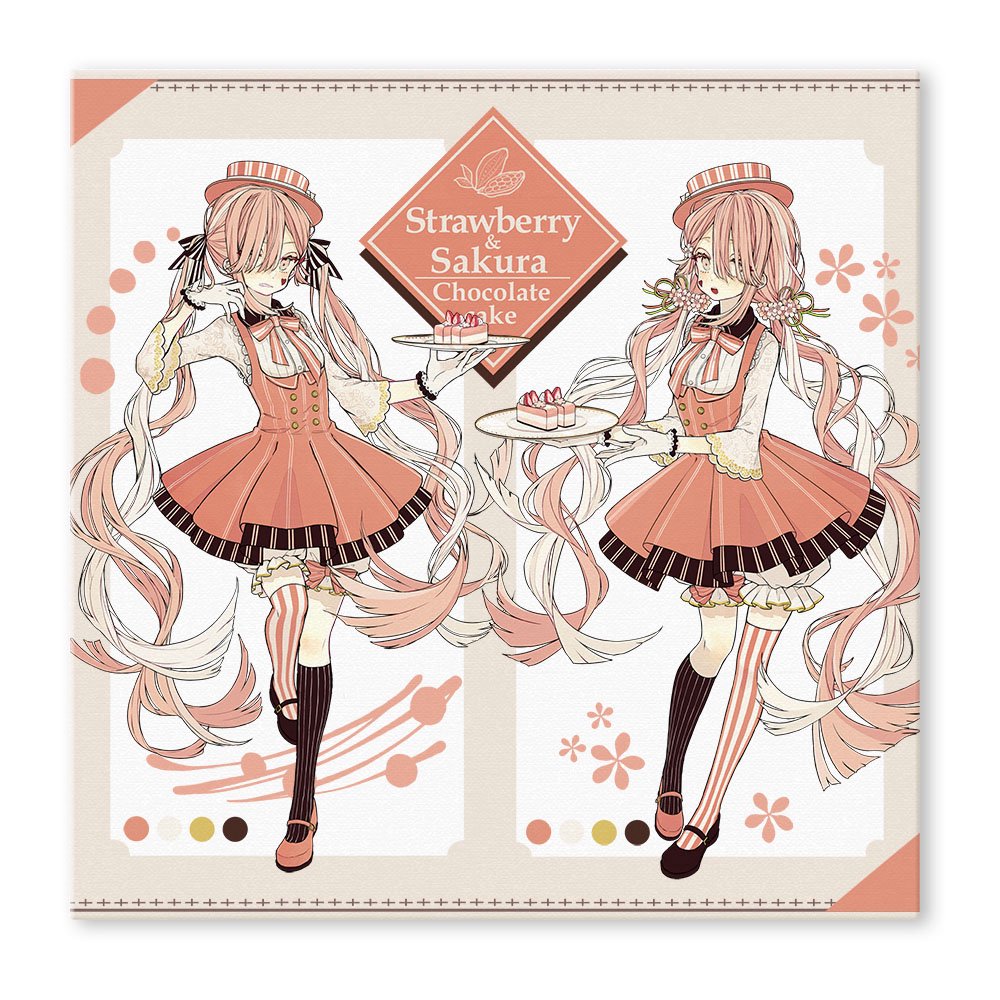 3点セット◈　チョコケーキ6姉妹　スクエアキャラファインボード　赤倉 赤倉『チョコケーキ6姉妹 苺と桜のチョコケーキ』 ｜スクエア